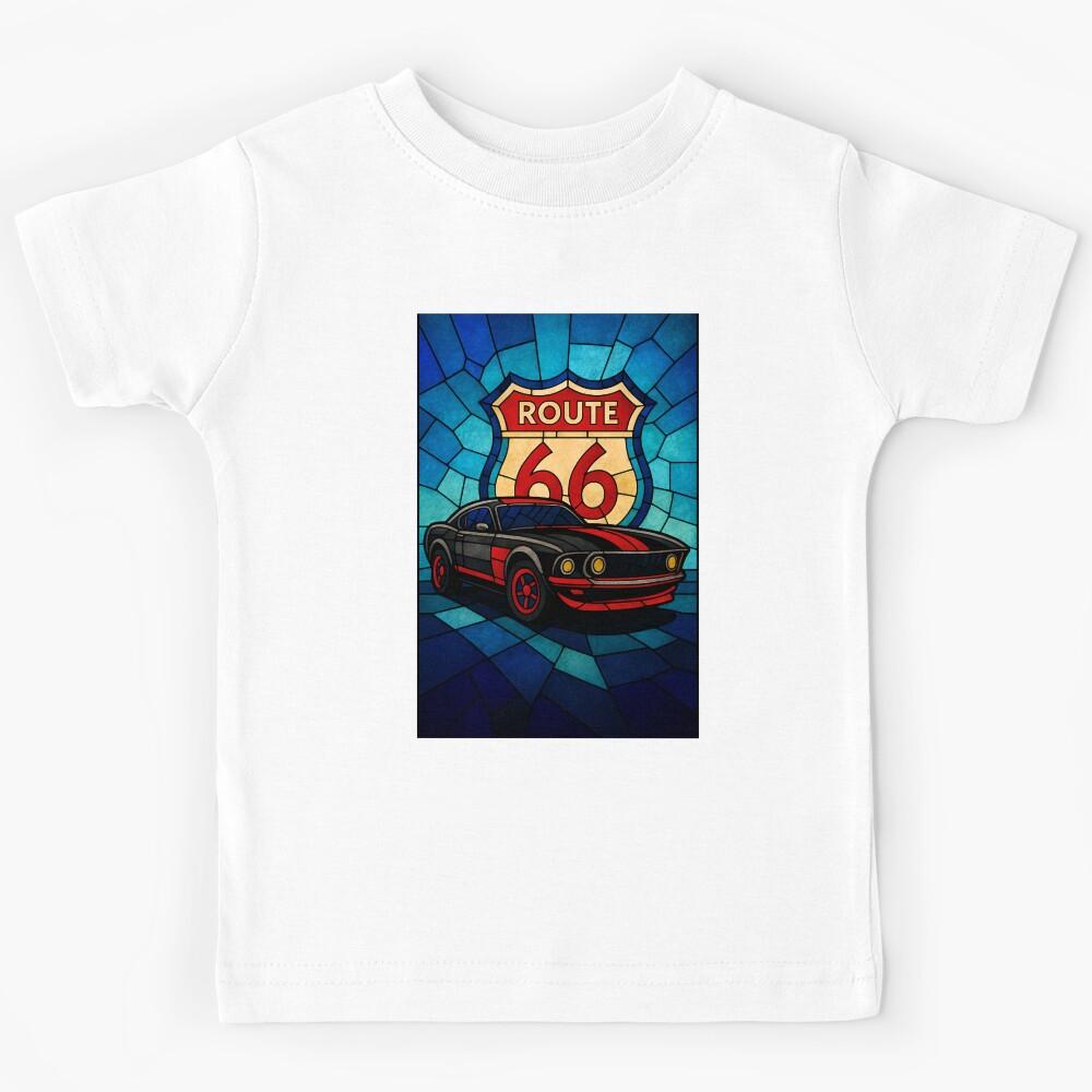 Route 66 Muscle Car – Stained Glass Legend of the Road Kids T-Shirt 100