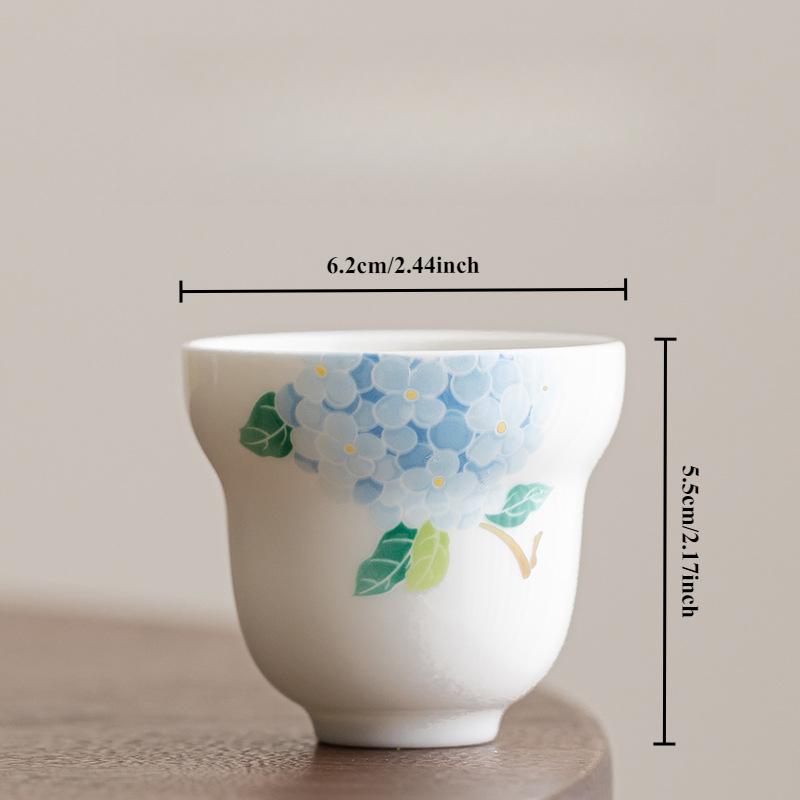 Gourd Ceramic Teacup Chinese Kung Fu Gongfu Teaware Porcelain Tea Cup Handmade Hydrangea Master Tea Cup Drinkware Tea Ceremony