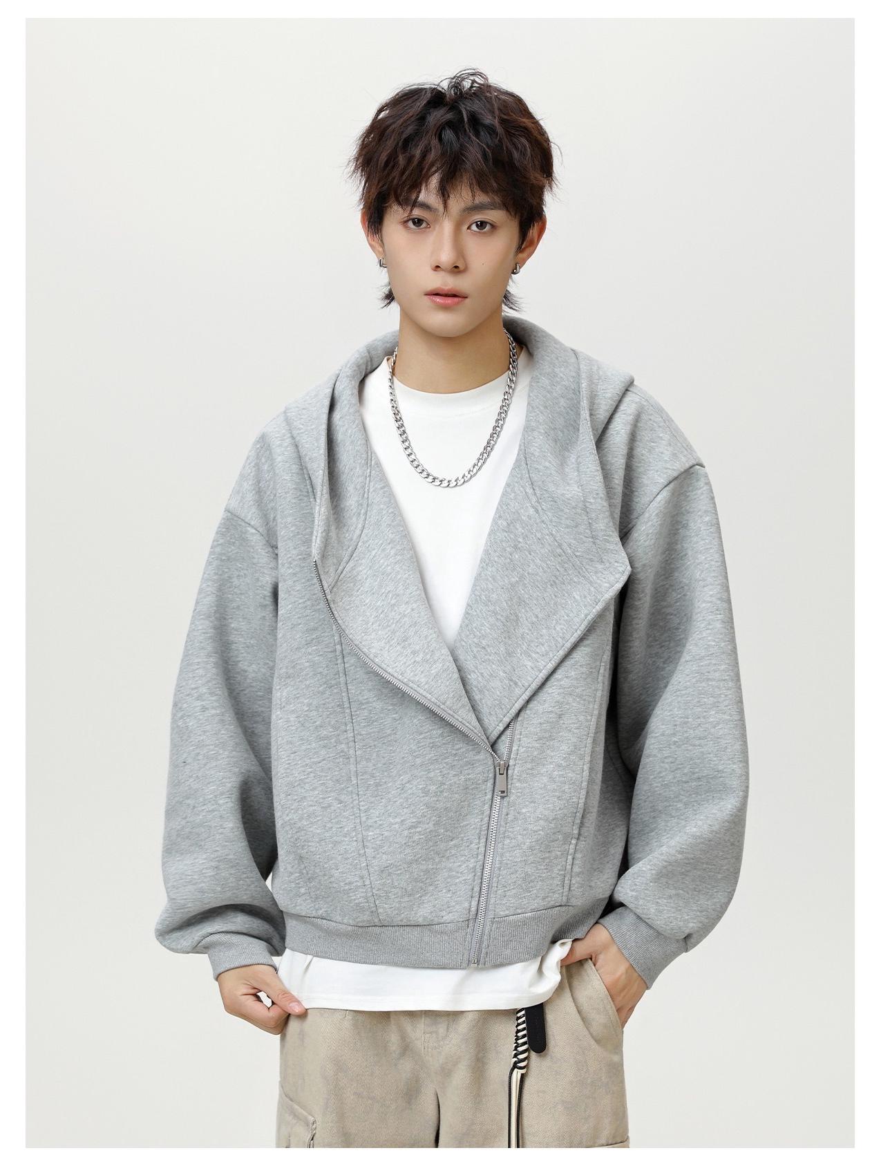 

Unisex Grey Hooded Sweatshirt with Double Zipper – Fashionable Autumn/Winter Sportswear Top Large сірий колір