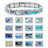 Fashion Blue Ocean Series Star Butterfly Whale Ship Italian Charm Links Fit 9mm Stainless Steel Bracelet Women DIY Making Gifts