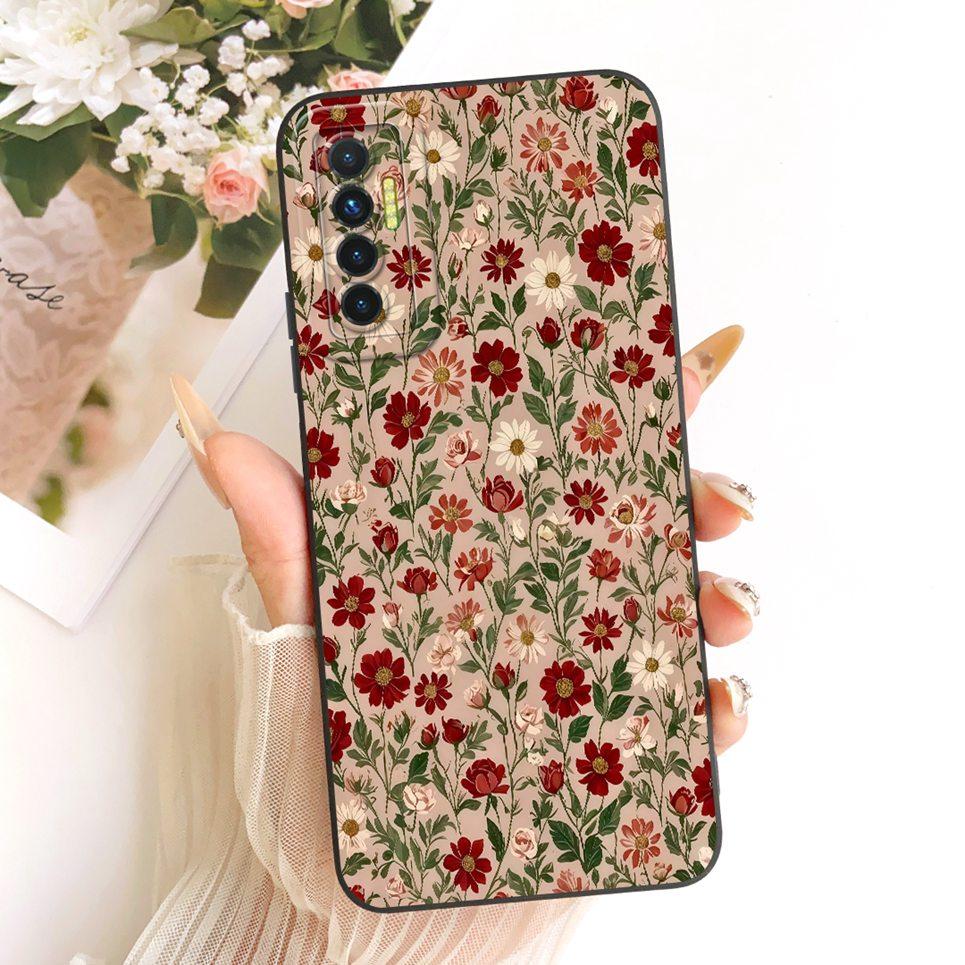 Daisy Bow Pattern Butterfly Flower Cherry Back Cover For Tecno Camon 17 17P 17 Pro Phone Case Soft Silicone Casing CG6 CG7 CG8