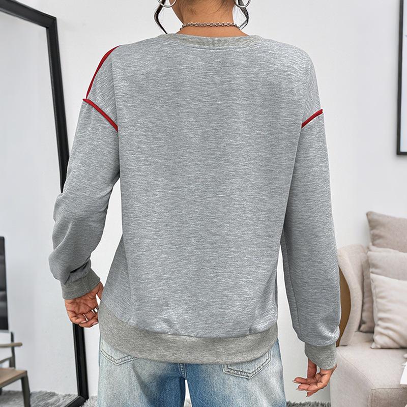 2026 Fall/Winter Women's Loose Pullover Sweatshirt with Heart Embroidery