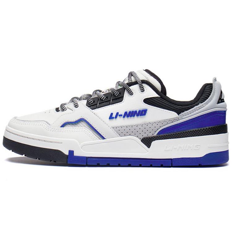 New LiNing 001 BTC SP Slip Resistant Cushioning Wear Resistant Low Top Skateboard Shoes Men's White Blue AZGS091-1
