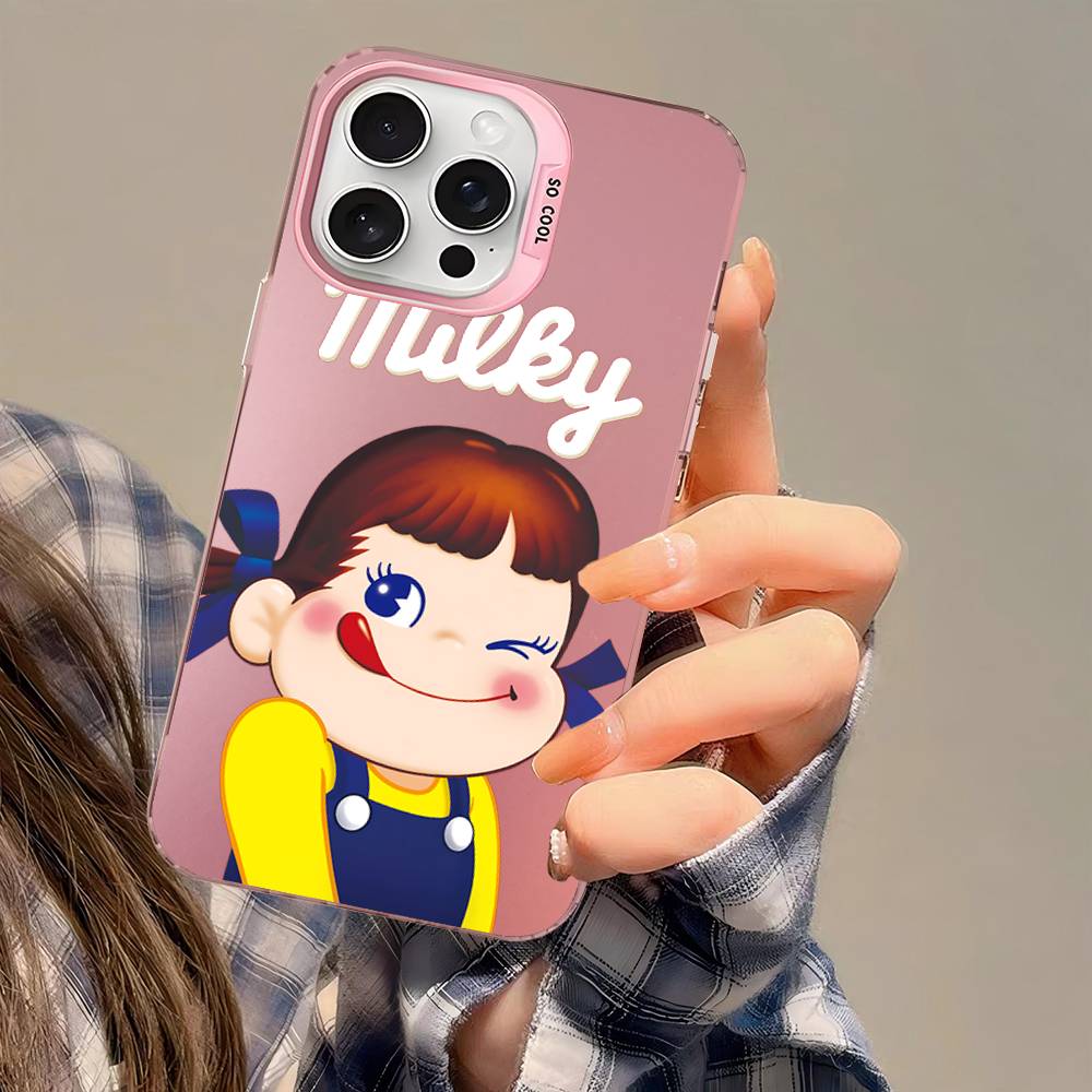 Fujiya Milky Peko-Chan Phone Case For IPhone 17 16 15 14 13 12 11 Pro Max Color Black Matte Cover