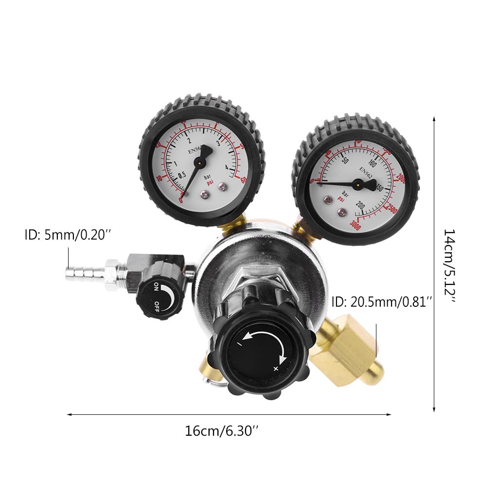 Regolatore CO2 Regolatore Fusto o Gas 0-3000PSI (Doppio Manometro) Riduttore di Anidride Carbonica
