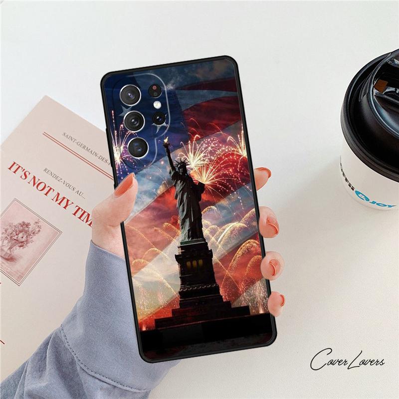 USA American Flag Phone Case For Samsung Galaxy S24 S25 S23 S22 Ultra Note 10 20 Plus S20 S21 FE Cover
