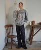BONIEE [Fleece Lined Selection] Odd Cats Cat Social Club Graphic Oversized Sweatshirt Gray
