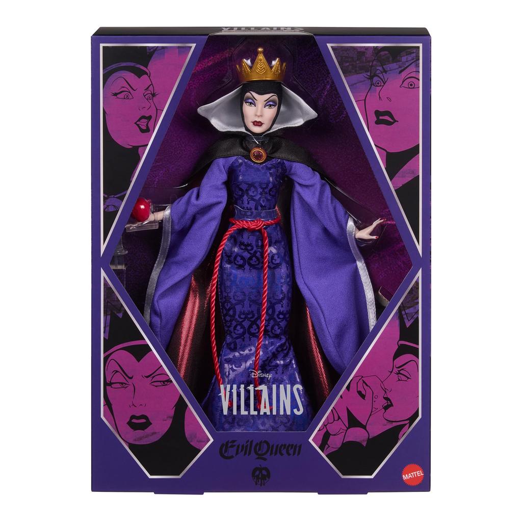 Mattel Disney Villains Queen Collector Articulated Doll with Doll Ages Purple JLT56 (Snow White) Doll, Body, Dress-Up Stand, 6+,
