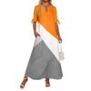 Ladies Casual Fashion Temperament Elegant Waist Patchwork Print Long Dress