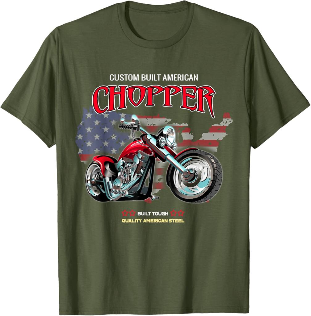 American Motorcycle USA Steel Custom Chopper TShirt 100 Cotton ONeck Short Sleeve Summer Casual Mens Tshirt Streetwear