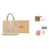 Coach Dempsey 22 Classic Monogram Snap Closure Tote Bag Women Tote Bags Light-Khaki CG096-IMV6D