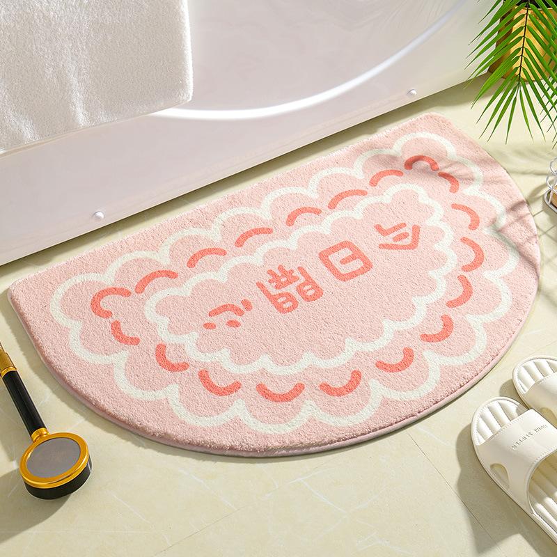 Ins Simple Bath Mats Small Fresh Flowers Floor Rug Home Entrance Carpet Bedroom Toilet Bathroom Door Absorbent Non-Slip Foot Pad