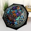 Dinosaur Kingdom Glass pattern umbrella, portable and foldable design, 8 ribs, a casual accessory for Halloween, Christmas, and birthday gifts.