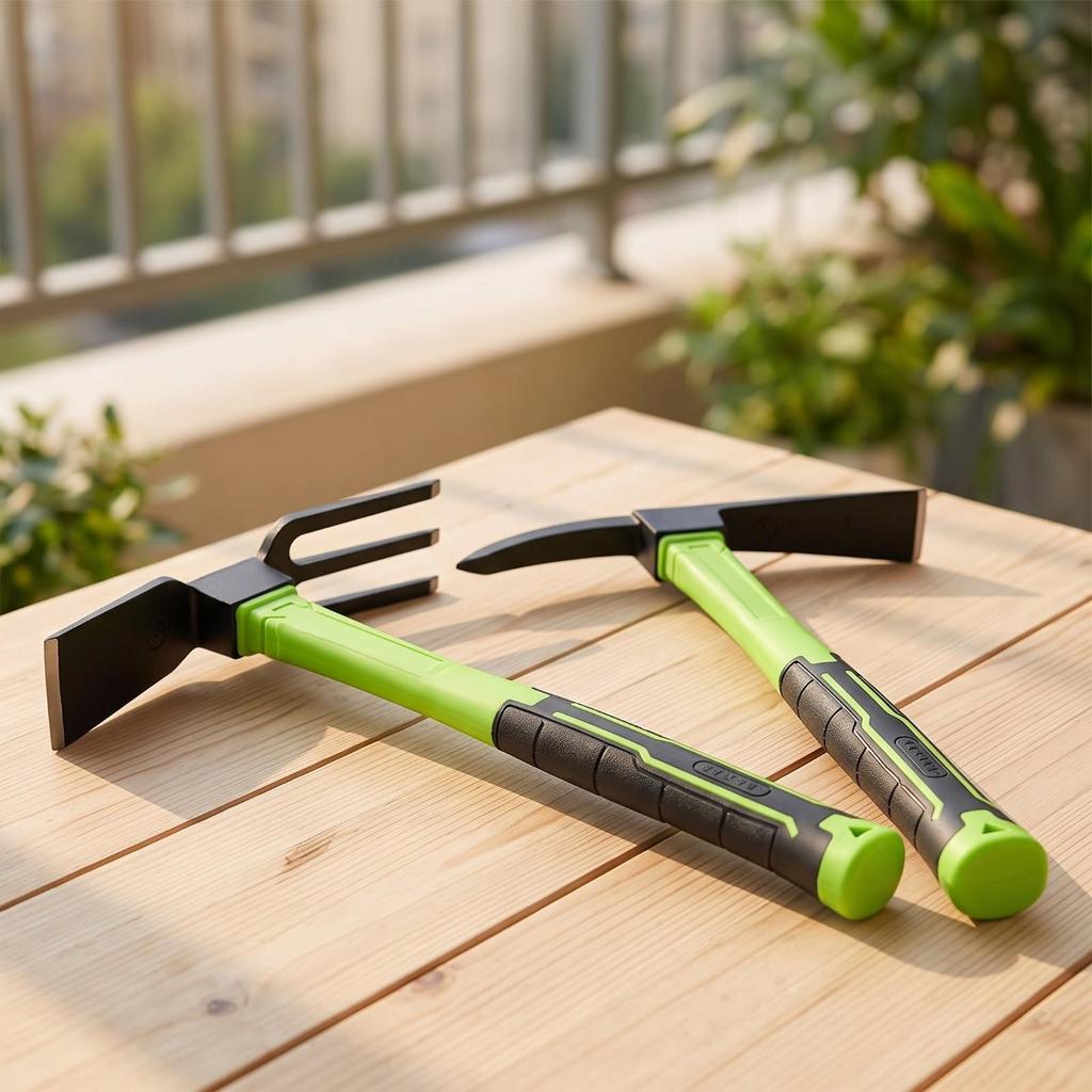2 Pieces Garden Hoe with Cultivator Fork Sturdy Tool Secure Grip for Weeding