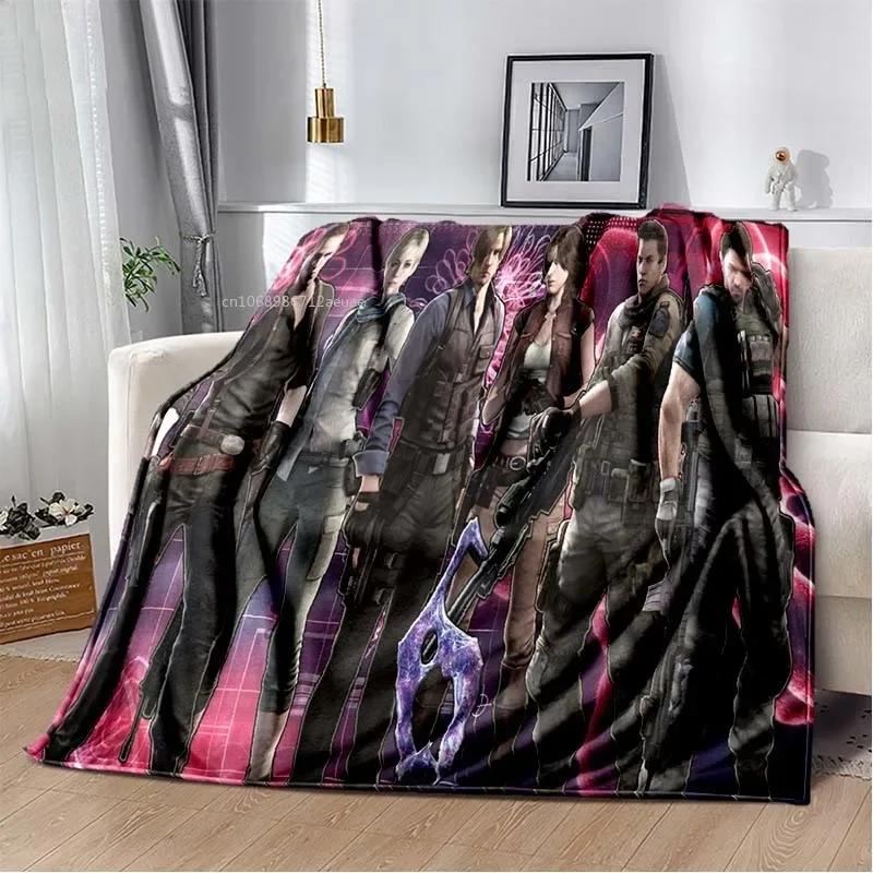 R-Resident Evil Game Gamer Soft Plush Blanket Leon Ada Red Umbrella Blanket for Living Room Bedroom Bed Sofa Picnic Office Cover