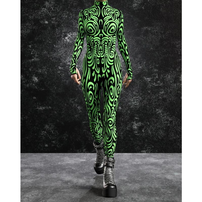 New Adult Art Irregular Line Jumpsuit Halloween Muscle Cosplay Zentai Suit Carnival Party Punk Sexy Bodysuit Aerial Yoga Catsuit