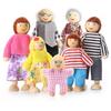 7Pcs/Set Kids Girls Lovely Family Dolls 7 People Play Set Wooden Figures Kit Pretend Gifts for Children House