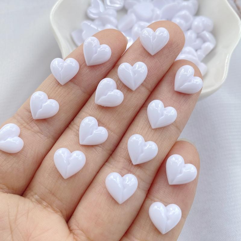 50Pcs New Cute Resin 8mm Mini Heart-shaped Series Flat Back Manicure Parts Embellishments For Hair Bows Accessories