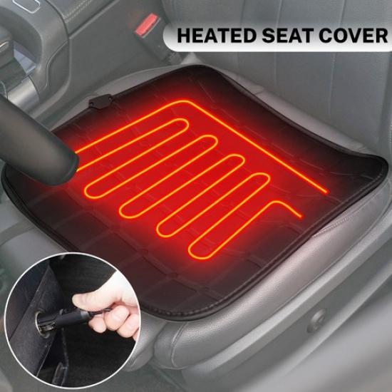 Car Universal Heated Seat Cover Cushion Warmer Front Rear Heating Warming Pad