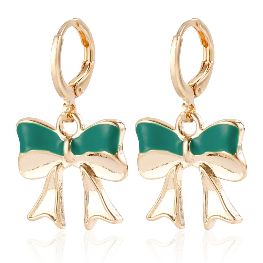 Cross-Border Jewelry Amazon Hot-Selling Alloy Colored Drip Bow Earrings New Internet Celebrity Temperament Earrings