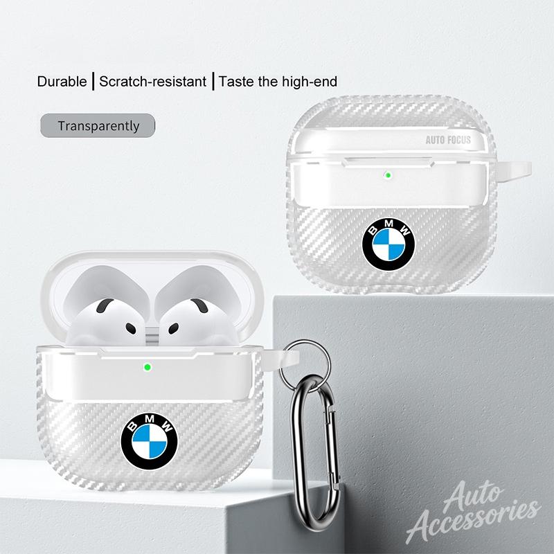 IQJD2 For Airpods 1/2/3/4/Pro Earphone Case Carbon Fiber Bluetooth Headset Shell With Carabiner Keychain For BMW X1 X2 X3 X5 X4 X6 X7