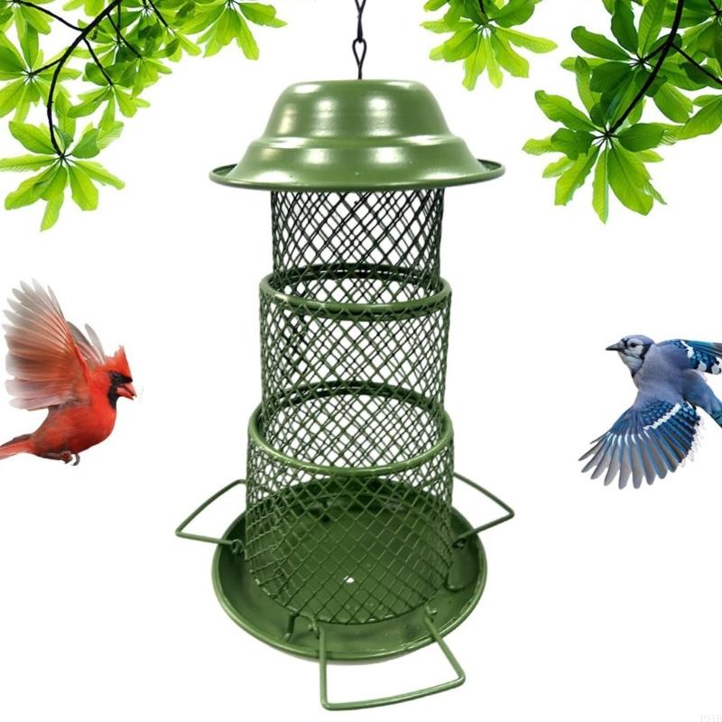 Heavy Duty Metal Hanging Wild Bird Feeder Squirrels Proof Large Roof Large Tray for Garden Outdoor Bird Feeder