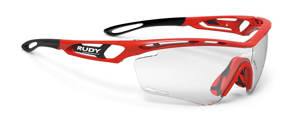 Rudy Project TRALYX Sports Sunglasses for Road and Fire Red Frame with Impact X 2 Photochromic Black Lenses Bikes, Cycling, Marathons, Jogging,
