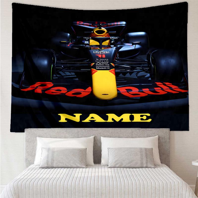 Custom Name Racing Print Tapestry, Backdrop, Easy Setup, Ideal for Bedroom, Office & Living Room, with Aesthetic Wall Hanging Decor.