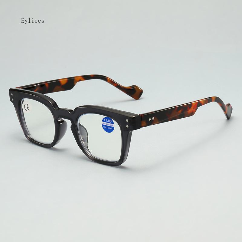 

Retro Fashion Reading Glasses Men Square Computer Flat Lenses Women Anti Blue Light Eyewear Finished Prescription Glasses+1.0 3.5