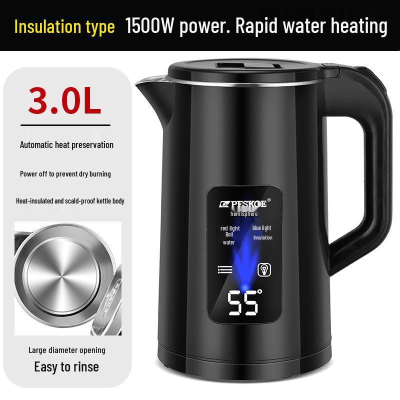 Durable Electric Kettle with Integrated Insulation, Large Capacity, and Fully Automatic Features