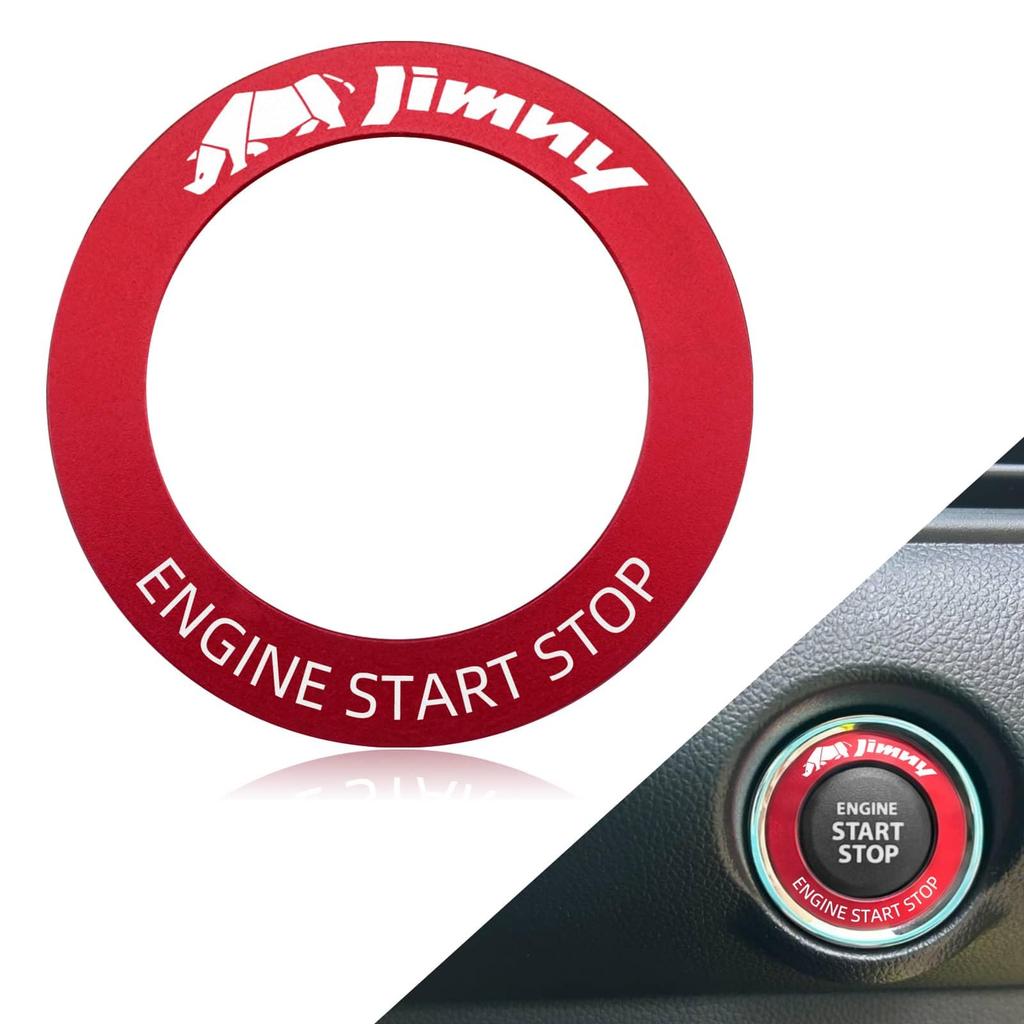Suzuki Jimny JB64 JB74 Engine Start Button Aluminum Alloy Cover with Easy Interior Accessory Ring, Heat-Resistant Double-Sided Tape, Installation,
