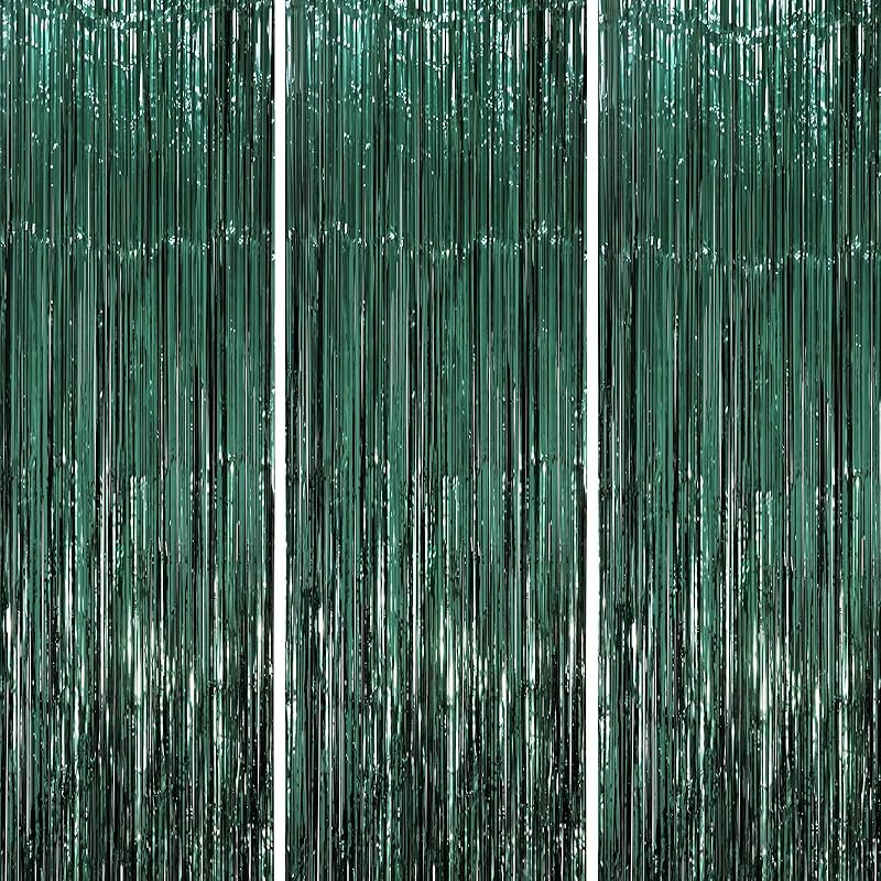 3 Pack 3.3x8.2 Feet Gold Foil Fringe Backdrop Curtains, Tinsel Streamers, Fringe Backdrop for 2025 New Years Eve, Graduation, Birthday, Baby Shower,