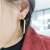 1 Pair Smooth Big Geometric Hexagon Creole Hoop Earrings For Women Gold Color Stainless Steel Party Jewelry Brincos 2025 Hoops