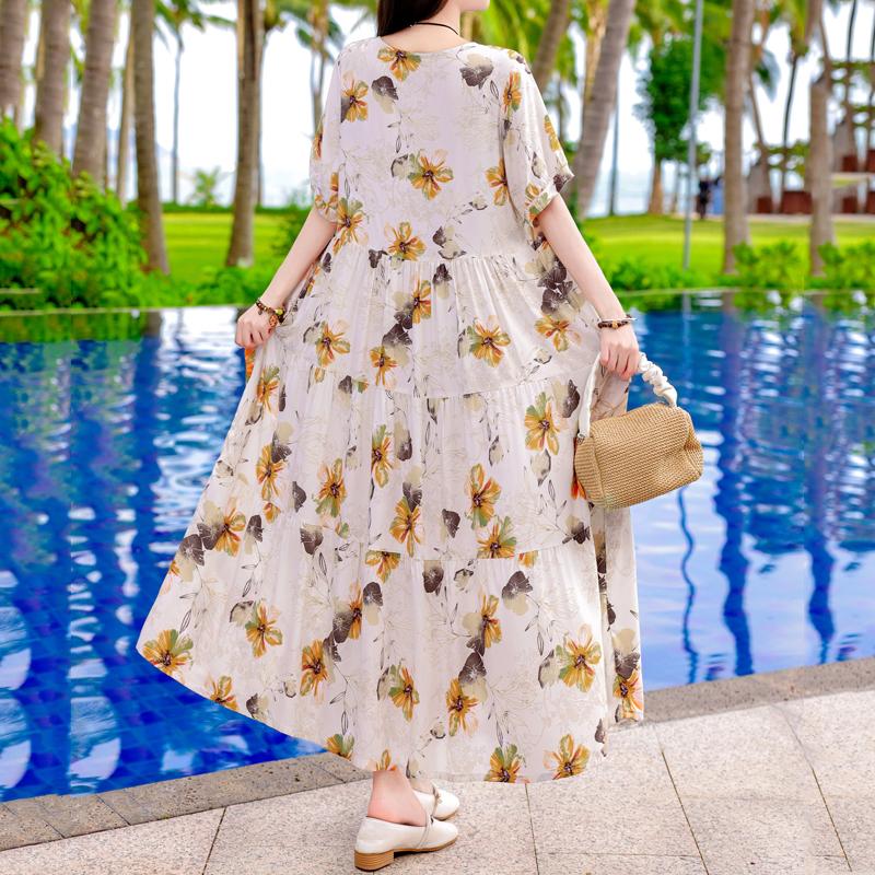 Elegant Long Dresses Summer Clothes Short Sleeve Casual Loose Women Dress