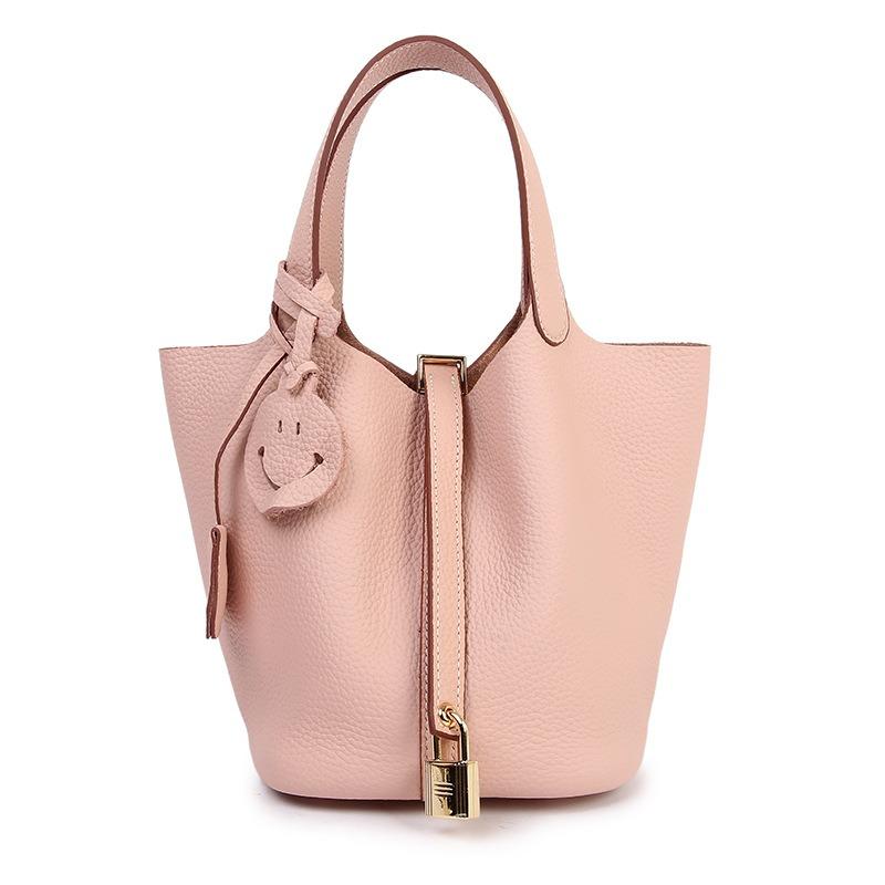 Erste Schicht Rindsleder Tasche Damen neue Retro vielseitige Handtasche echtes Leder Damen Tasche Gemüsekorb Beuteltasche