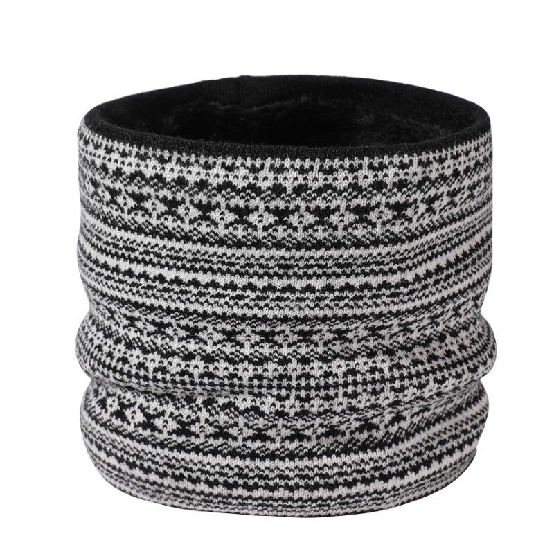 New neck cover men's windproof and warm Fair Island classic color winter scarf velvet thickened knitted scarf