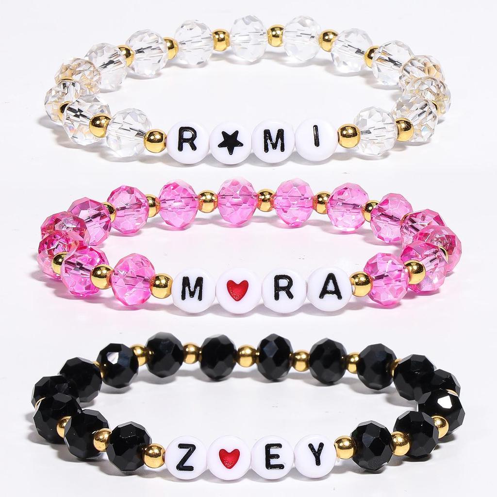 Kristallarmband-Set mit Glasperlen für Mädchen - K-Pop-inspiriertes stapelbares Schmuckgeschenk
