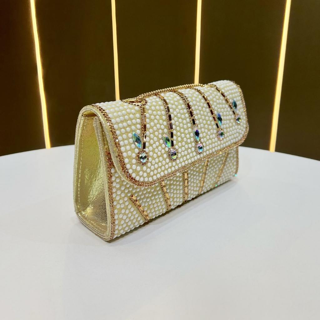 Hand-held Small Square Bag with Rhinestones, Single-shoulder Women's Bag, Cross-body Bag Worn Across The Shoulder