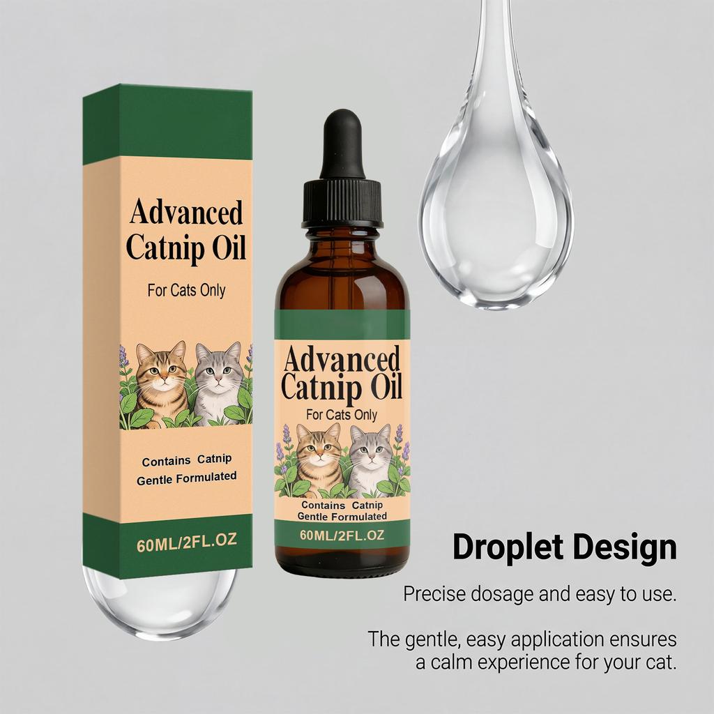 Avancerad Kattmyntaolja 60 ml Endast för Katter Innehåller Naturligt Kattmynteextrakt Skonsamt Formulerad Droppflaska för Husdjursbruk