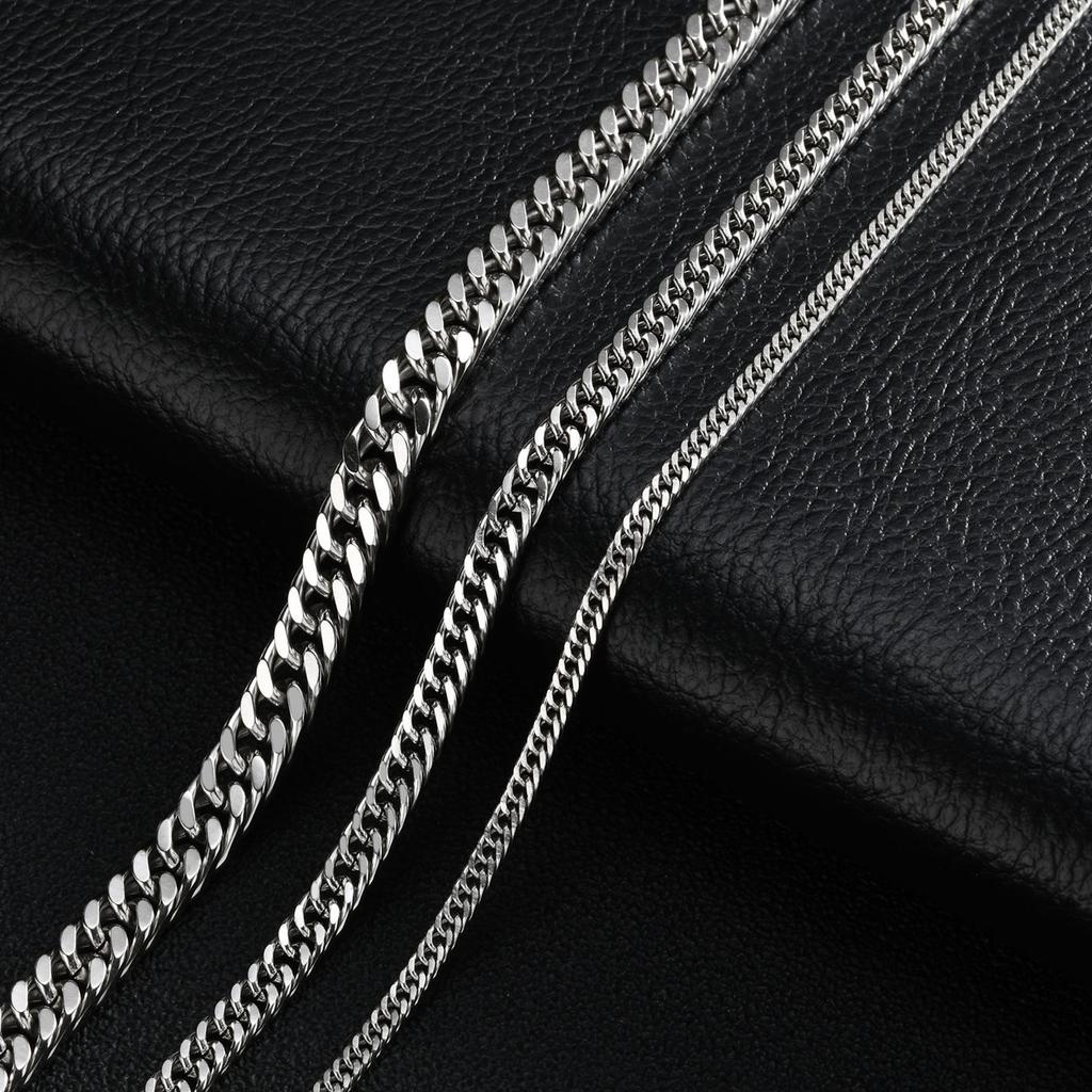 Vintage Cuban Chain Necklace for Men Women,3/5/7mm Stainless Steel Curb Link Chain Chokers,Casual Basic Punk Jewelry