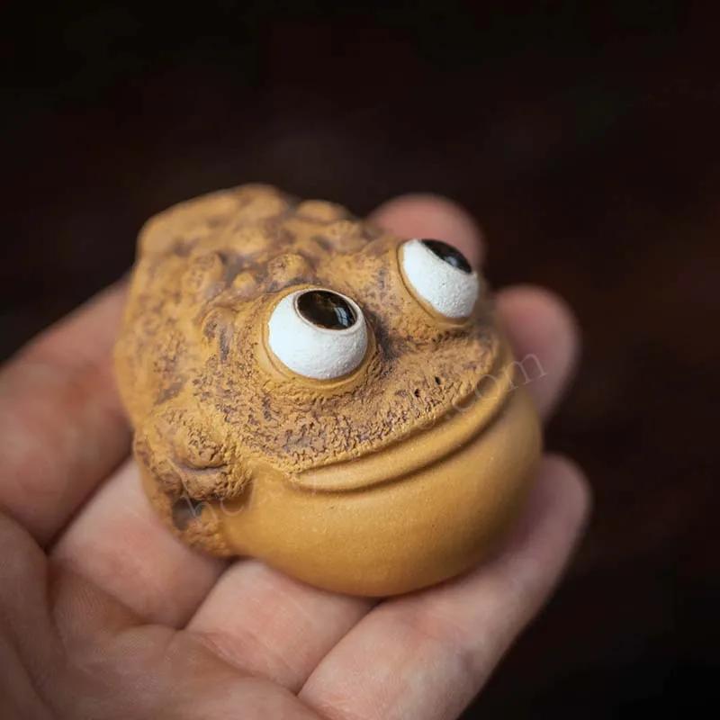 Original Ore Pixiu Purple Clay Tea Pet Yixing, Three Legged Golden Toad Small Ornament Sculpture, Ceramic Tea Sets Accessories
