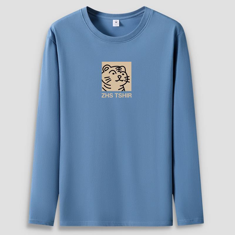 Tiger Cub S-5XL Mens Long Sleeved Tee Shirt Pure Cotton Man Casual Pullovers Large Size