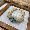 Italian Retro Light Luxury Handmade Zircon Flower Bracelet Sweet And Spicy Style Personalized Trend With Chain Jewelry