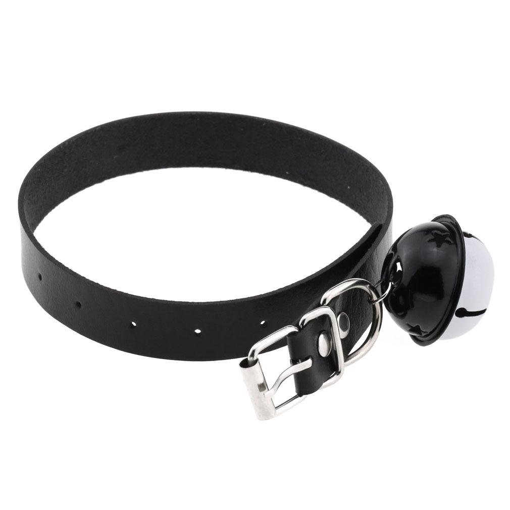 Cosplay Bondage Choker Bell Collar For Women Girls Necklace Metal Leather Chocker Goth Anime Role play Gift Jewelry Accessories