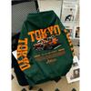 American Men's Autumn Tokyo Racing Letter Print Soft and Comfortable Hooded Sweatshirt Long Sleeved T-Shirt Outdoor Street Top