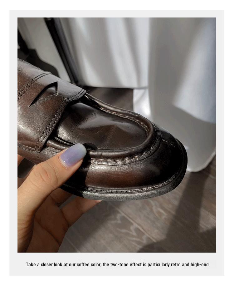 Grape Mom's Retro British College Style Chunky Heel Slip-On Loafers - Perfect for Autumn!