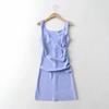 2025 Side Pleated Vest Dress, European And American Style Women'S New Solid Color Tight Strap Dress