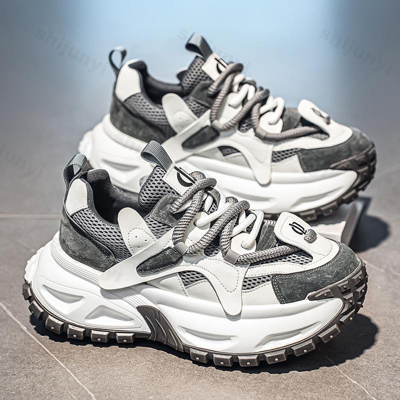 Fashion Men's Mesh Breathable Low Top Thick Soled Casual Shoes 2025 Autumn Fashion Trend Versatile Comfortable Non Slip Chunky sneakers