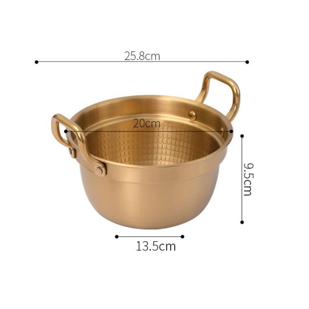Double Ear Noodle Pot Crafted from 304 Stainless Steel with Wooden Handle for Ramen Soup and Hot Pot Applications