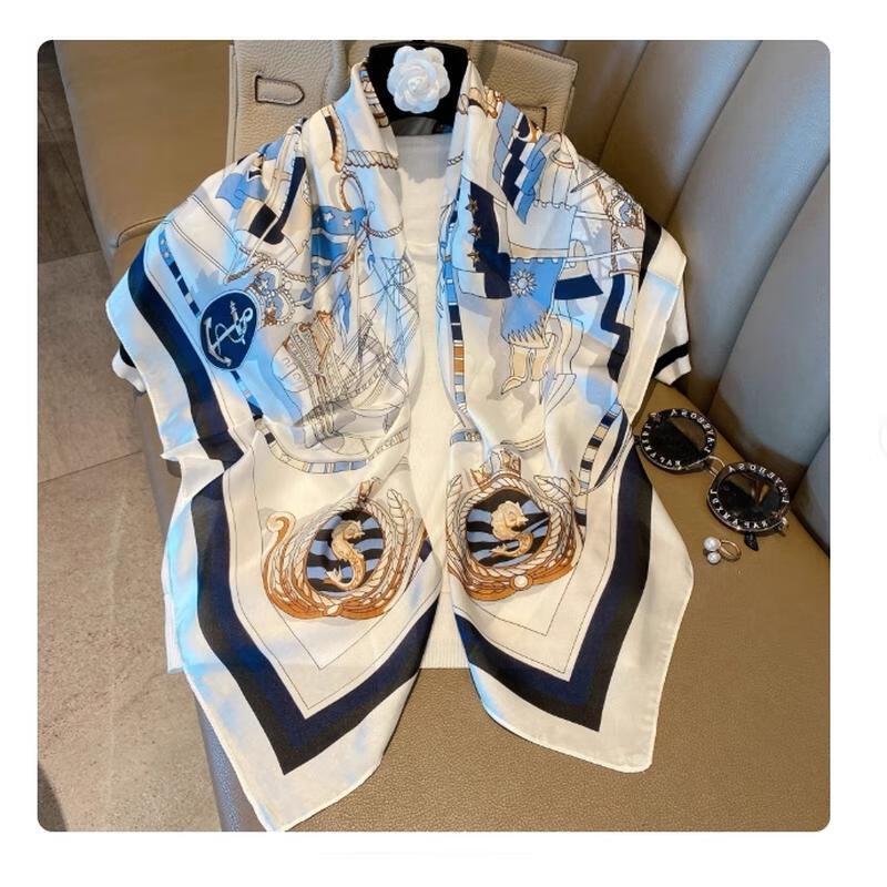 

HANDUNYOU French Style Striped Nautical Square Scarf